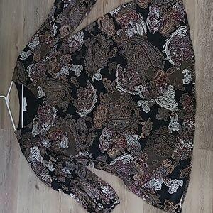 EMMA & MICHELE Black PAISLEY Long Sleeve Dress Women's Size 2X - EUC